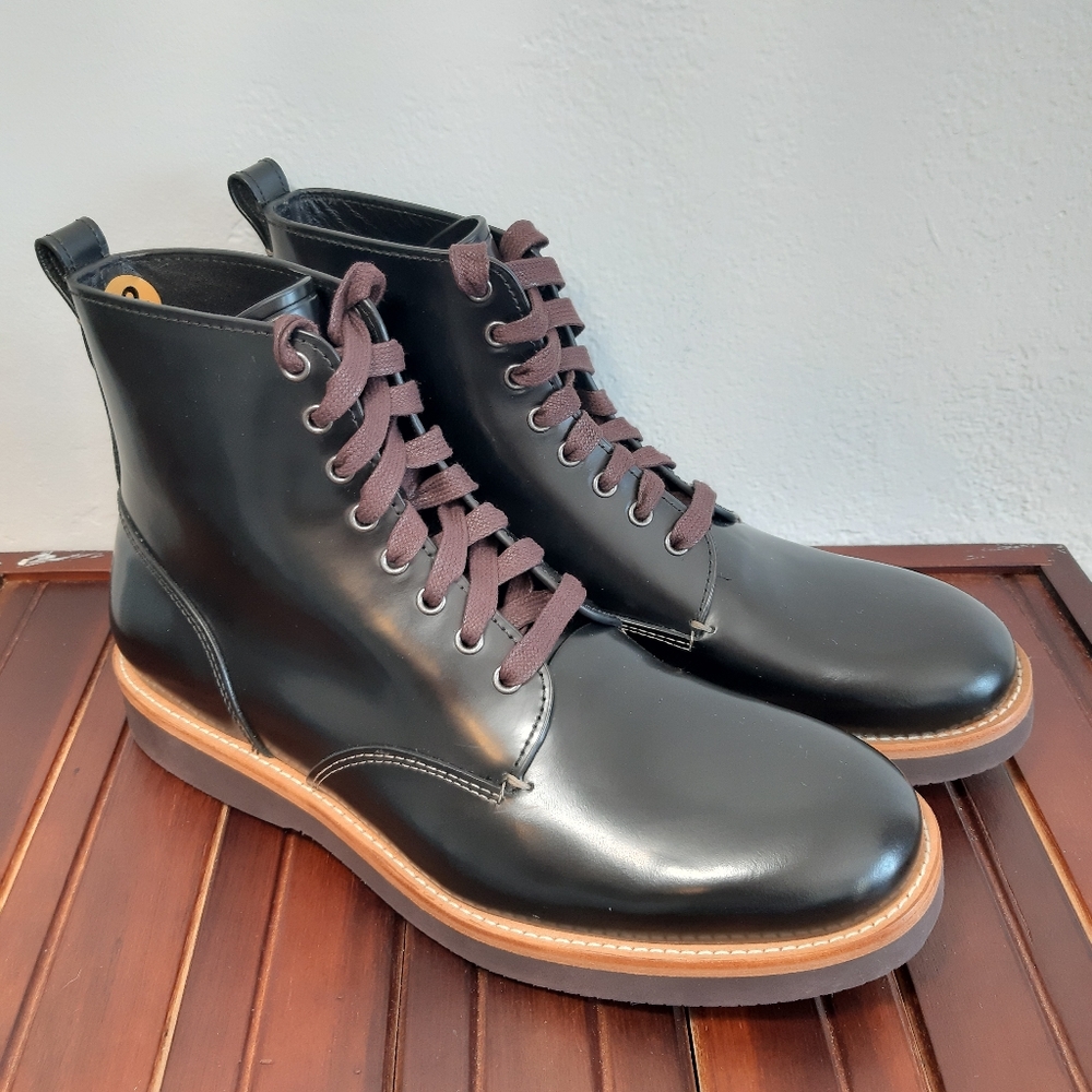 NEW COACH DERBY LACY UP SPAZZOLATO LEATHER BOOTS